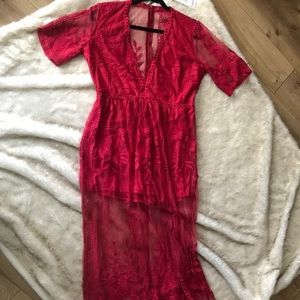 Red lace dress